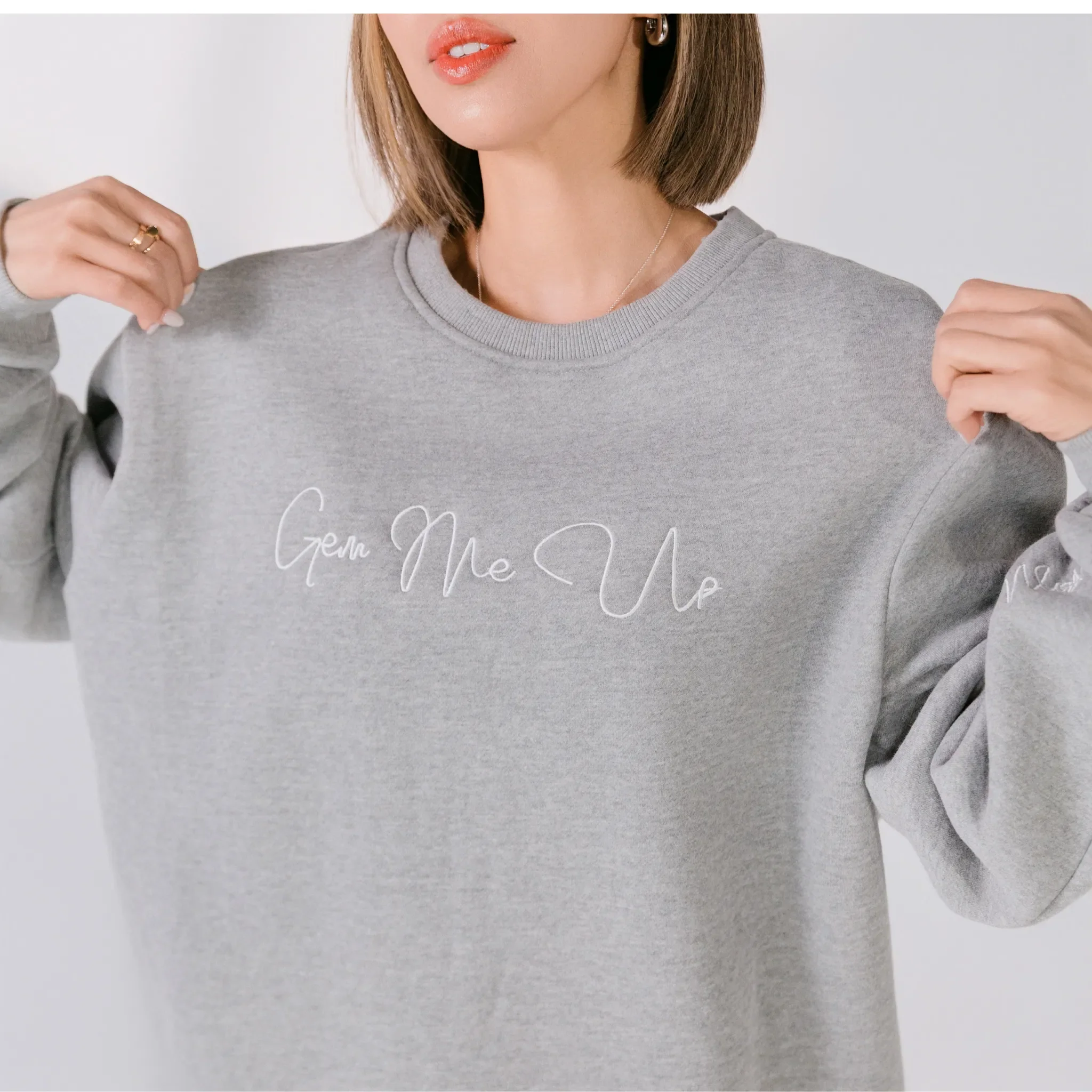 Gem Me Up (I'm worth it.) Heather Gray Crewneck - Image 4