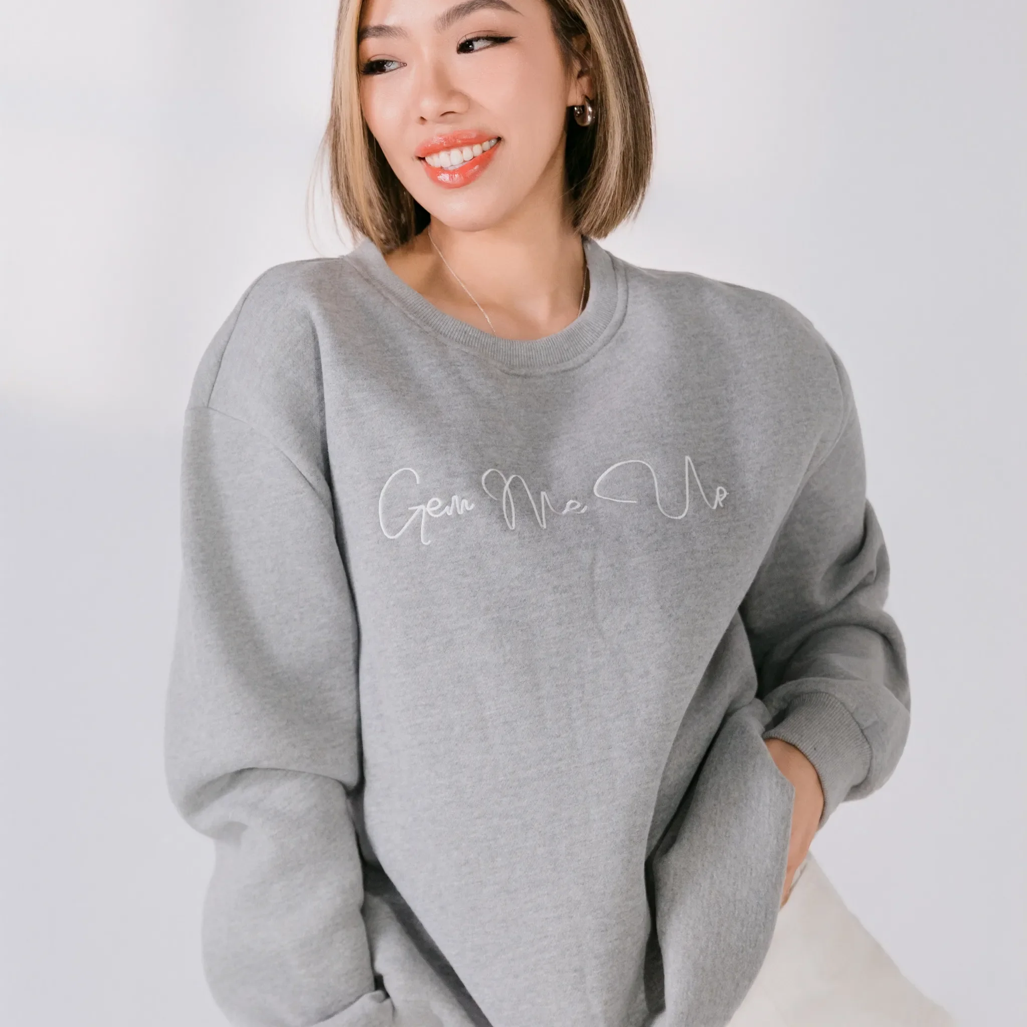 Gem Me Up (I'm worth it.) Heather Gray Crewneck - Image 5